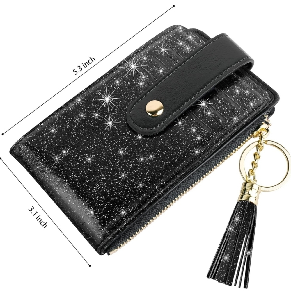 Sparkling Black Wallet with Tassel